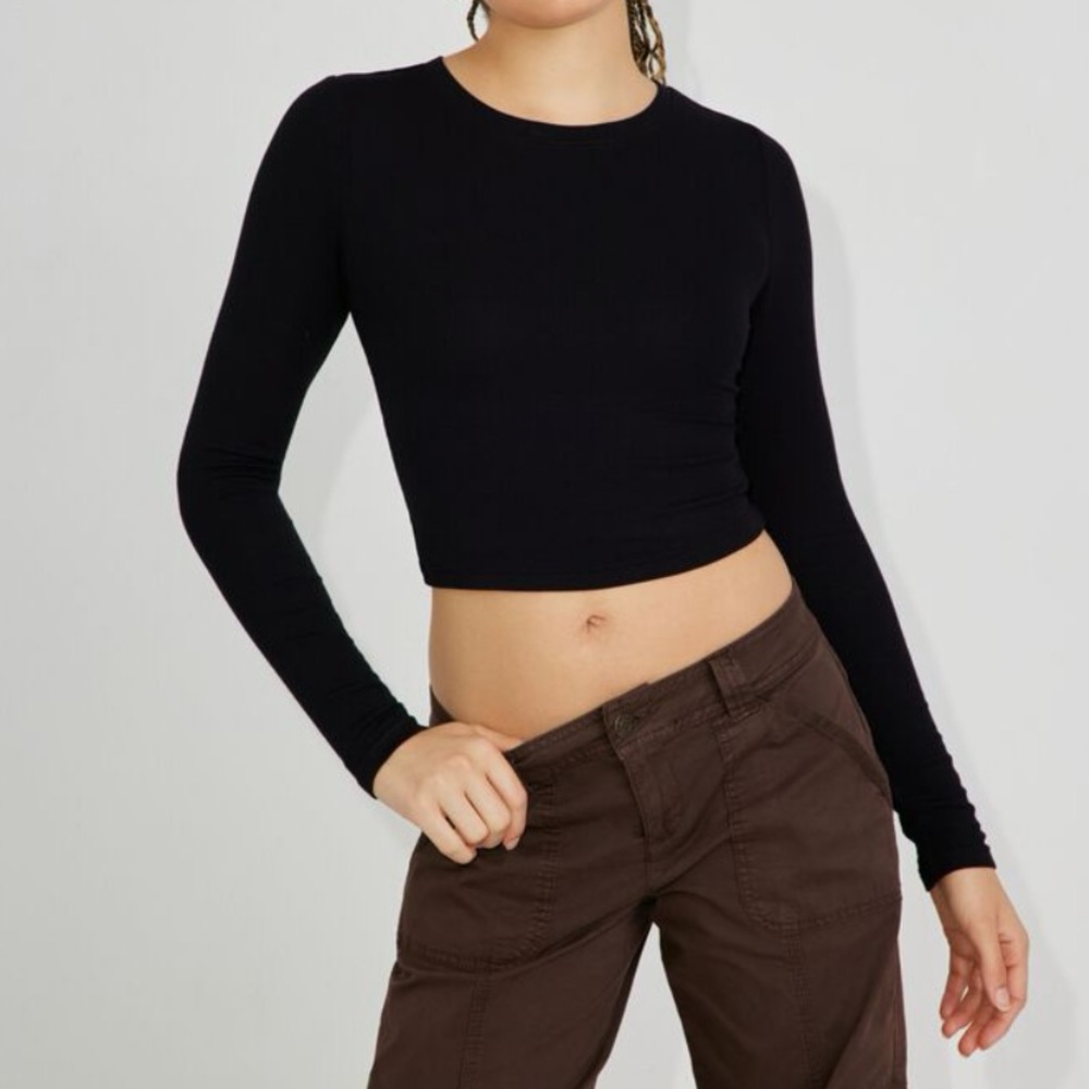 Garage Kimmy Long Sleeve Crew Neck Top in Black, M